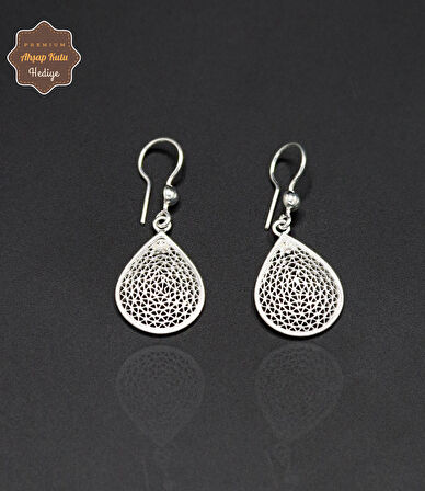 Sallantılı Damla Model 925 Ayar Gümüş Telkari Kadın Küpe 201024736