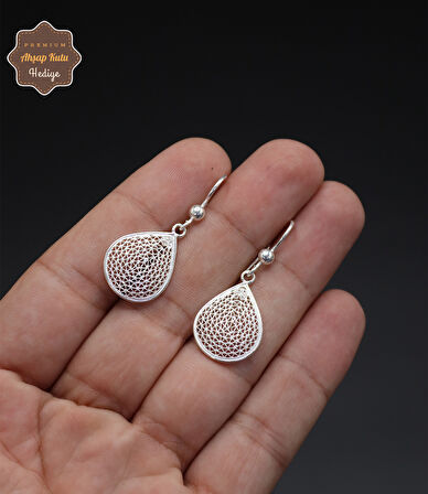 Sallantılı Damla Model 925 Ayar Gümüş Telkari Kadın Küpe 201024736