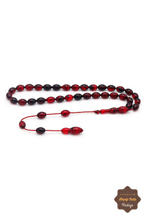 Hareli Kırmızı Siyah Arpa Kesim Özel Sistem Ateş Kehribar Tesbih 201024762