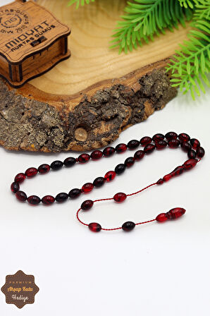 Hareli Kırmızı Siyah Arpa Kesim Özel Sistem Ateş Kehribar Tesbih 201024762