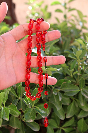 Koyu Kırmızı Arpa Kesim Özel Sistem Ateş Kehribar Tesbih 201024765