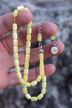 Sarı Küçük Kapsül Kesim Damla Benzetmesi Beyrut Toz Kehribar Tesbih 8x5 mm