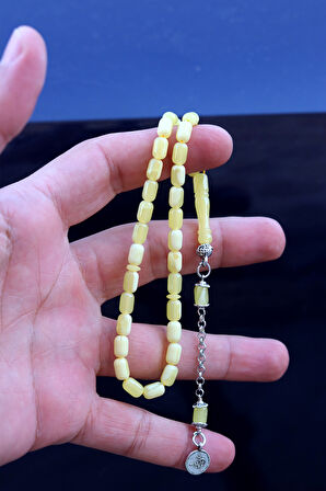 Sarı Küçük Kapsül Kesim Damla Benzetmesi Beyrut Toz Kehribar Tesbih 8x5 mm