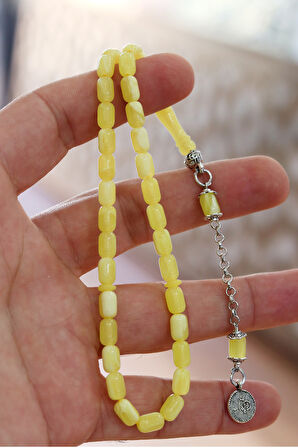 Sarı Küçük Kapsül Kesim Damla Benzetmesi Beyrut Toz Kehribar Tesbih 8x5 mm