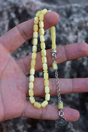 Sarı Küçük Kapsül Kesim Damla Benzetmesi Beyrut Toz Kehribar Tesbih 8x5 mm