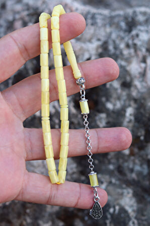 Sarı Küçük Kesme Model Damla Benzetmesi Beyrut Toz Kehribar Tesbih 8x5 mm