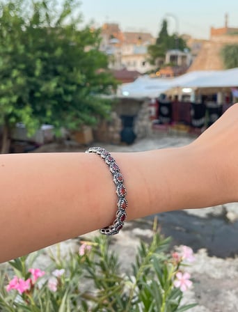 Yakut Markazit Taşlı Damla Model 925 Ayar Gümüş Kadın Bilezik 201025763