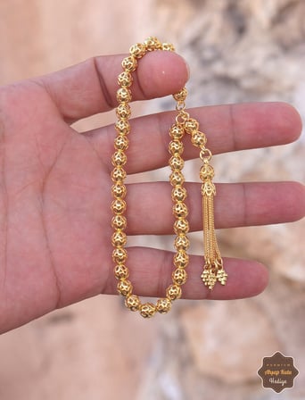 Küre Kesim 925 Ayar Gümüş Altın Kaplama Midyat Telkari El İşçiliği Tesbih 201025868