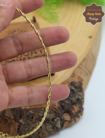 İtalyan Halat Model Gold Renk çift Sıra Gümüş Choker Gerdanlık 201025910