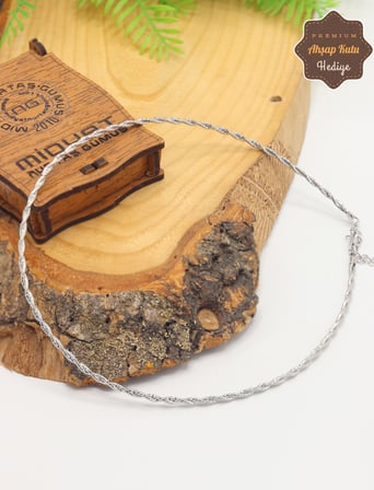 İtalyan Halat Model Gümüş Renk çift Sıra Gümüş Choker Gerdanlık 201025912