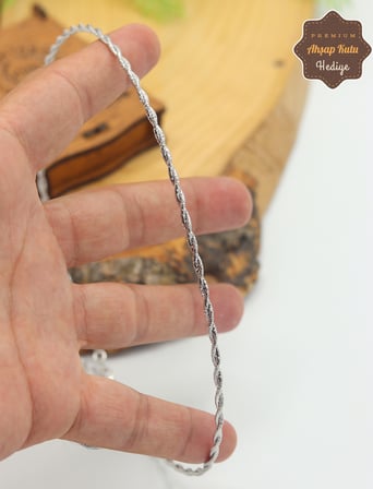 İtalyan Halat Model Gümüş Renk çift Sıra Gümüş Choker Gerdanlık 201025912