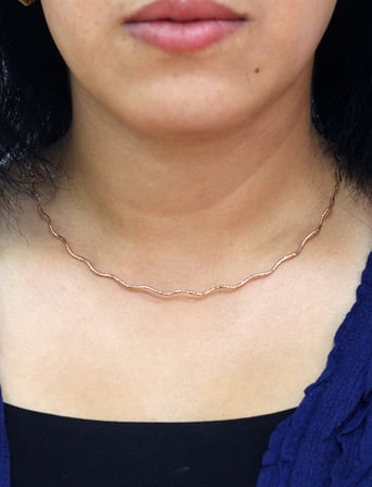 İtalyan Zikzak Model Rose Renk Gümüş Choker Gerdanlık 201025913