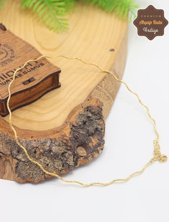 İtalyan Zikzak Model Gold Renk Gümüş Choker Gerdanlık 201025914