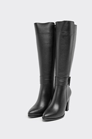 Hakiki Deri Fermuarlı Kadın Çizme