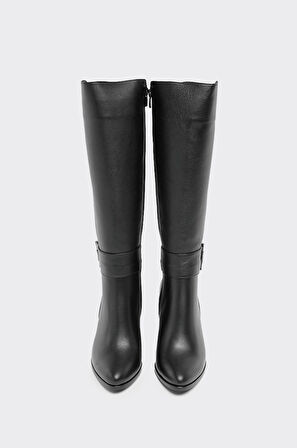 Hakiki Deri Fermuarlı Kadın Çizme