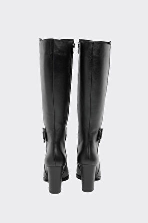 Hakiki Deri Fermuarlı Kadın Çizme