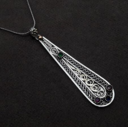 Damla Model Midyat Telkari El İşçiliği Gümüş Kadın Kolye