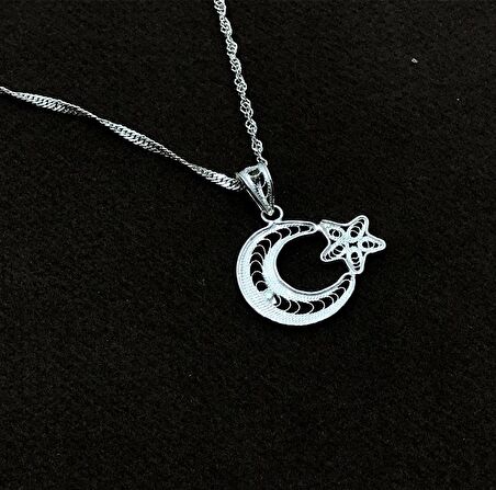 Ayyıldız Model Gümüş Kadın Telkari Kolye