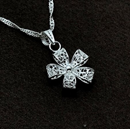 Çiçek Model Gümüş Kadın Telkari Kolye
