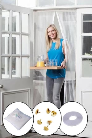Pratik Montajlı Beyaz Renk Mıknatıslı Kapı Sinekliği 105x210 Cırt Bantlı Sineklik Tülü Kapı Sineklik Perdesi Tül Sineklik Uçan ve Uçmayan Her Türlü Haşeratın Evinize Girişini Önler,Yazları Rahat Nefes