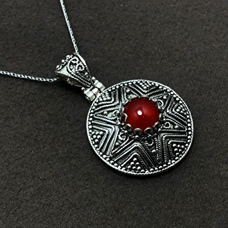 Yıldız İşlemeli Gümüş Mardin Hasırı Kadın Kolye