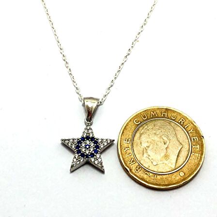 Zirkon Taşlı Yıldz Model Nazarllıklı Kadın Kolye