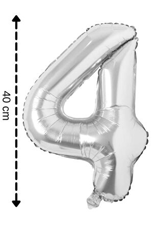 Folyo Balon 4 Rakamı Helyum Balon 40 Cm Mavi Renk