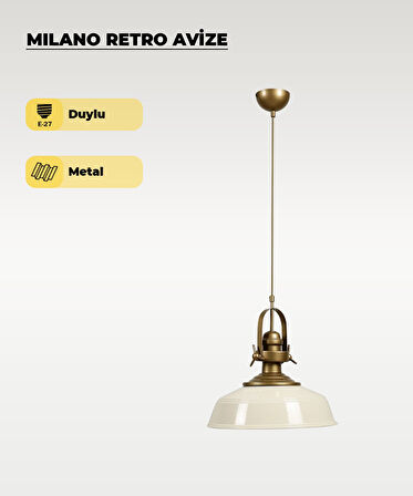 Milano Retro Avize Beyaz / Metal - E27 Duylu
