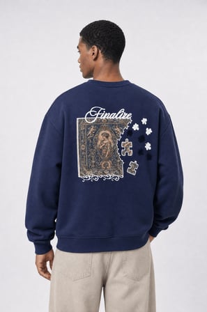 Erkek Finalize Patch Detaylı Oversize Sweatshirt Lacivert