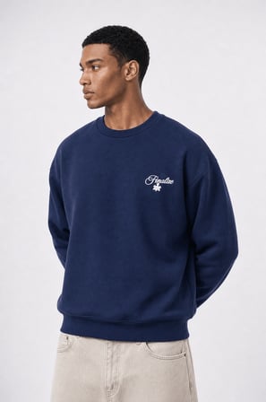 Erkek Finalize Patch Detaylı Oversize Sweatshirt Lacivert