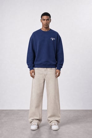 Erkek Finalize Patch Detaylı Oversize Sweatshirt Lacivert