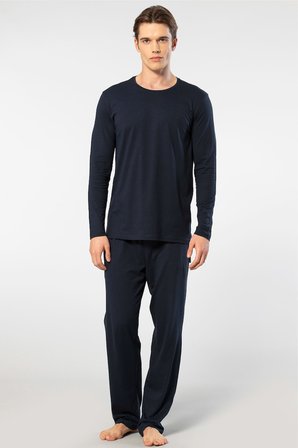 Cacharel Erkek Bisiklet Yaka Uzun Kollu Modal Pijama Takımı 2244/Lacivert
