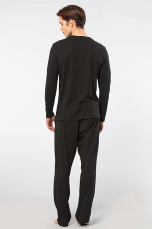 Cacharel Erkek Bisiklet Yaka Uzun Kollu Modal Pijama Takım 2244/Siyah