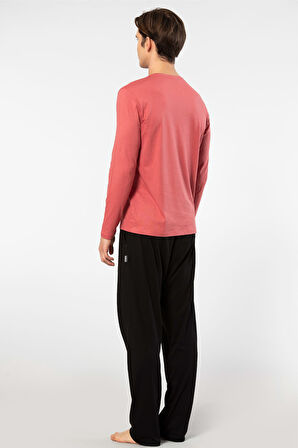 Cacharel Erkek Bisiklet Yaka Uzun Kollu Modal Pijama Takımı 2244/Mercan