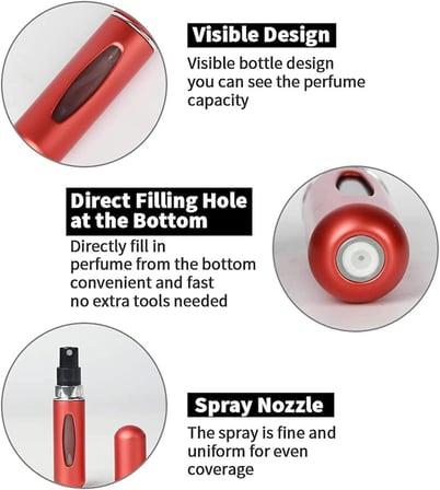 Taşınabilir 5ml Mini Parfüm Atomizer Şişeleri, Doldurulabilir Parfüm Sprey Şişesi, Koku Pompası Kılıfı, Seyahat ve Giden için Boş Parfüm Şişeleri (4 Paket)