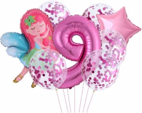 Peri Kızı Yıldız Temalı 9 Yaş Balon Seti Doğum Günü Dekorasyonu PSPERİYAS