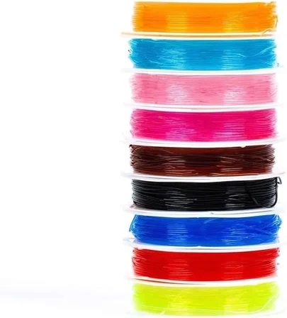 Dünya Magnet 10 Adet - Esnek Lastikli Renkli Misina 1.0 Mm, Takı Yapım Misinası