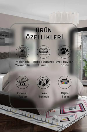 Yıkanabilir Kaymaz Taban Dijital Baskılı Halı ve Yolluk – Leke Tutmaz Salon & Mutfak Halısı