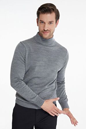 Regular Fit Düz Yarım Balıkçı Yaka Triko Kazak