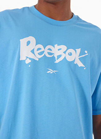 Reebok LC 6388 NEW ID OVRS GFX TEE Mavi Yuvarlak Yaka Oversize Baskılı Erkek T-Shirt