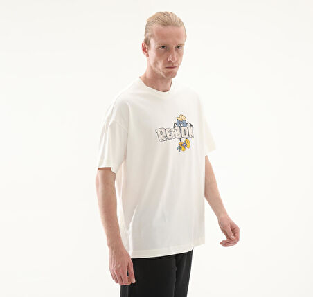 102055795-R Reebok 5M Funny Tee Erkek T-Shirt Beyaz