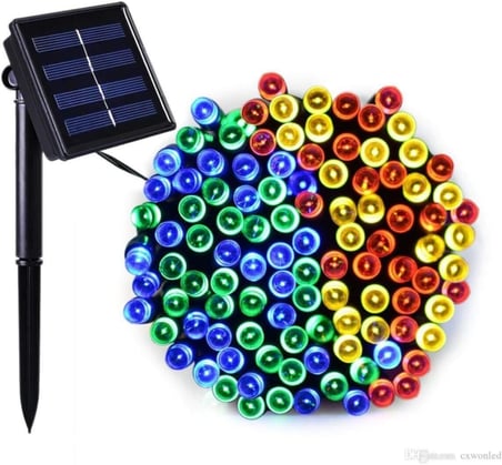 SGE GÜNEŞ ENERJİLİ 100 LED 12 METRE RGB ÇOK RENKLİ BAHÇE AYDINLATMASI LED IŞIK