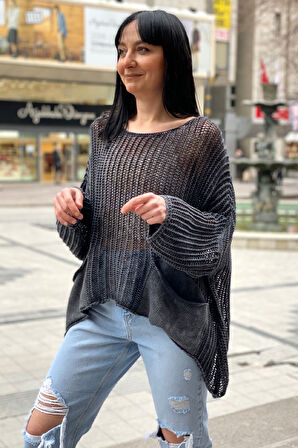 Yıkamalı Cepli Salaş File Bluz