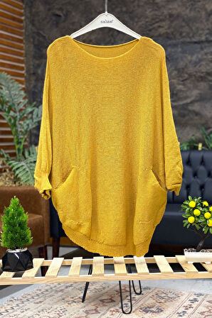 Yarasa Çift Cepli Merserize Tunik Bluz