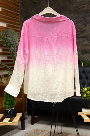Batik Desen Yakalı Yarım Düğmeli Gömlek