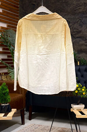 Batik Desen Yakalı Yarım Düğmeli Gömlek