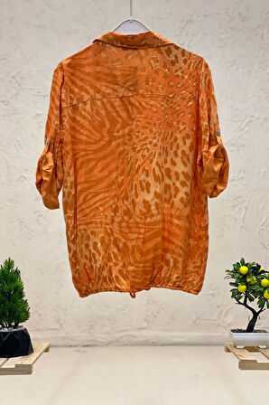 Batik Leopar Desen Pul Detaylı Vual Gömlek