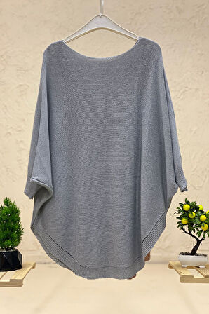 Kelebek Baskı Yarasa Merserize Cepli Bluz