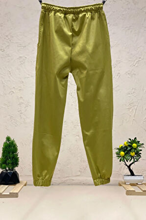 Paça Ve Bel Lastikli Saten Pantolon