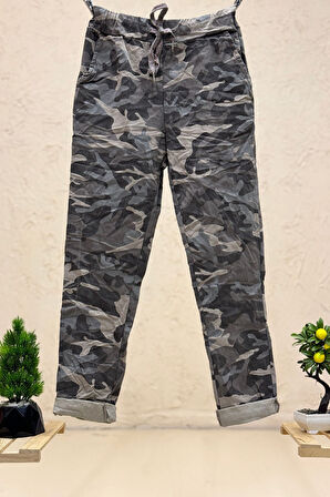 Kamuflaj Desen Bel Latikli İtalyan Pantolon